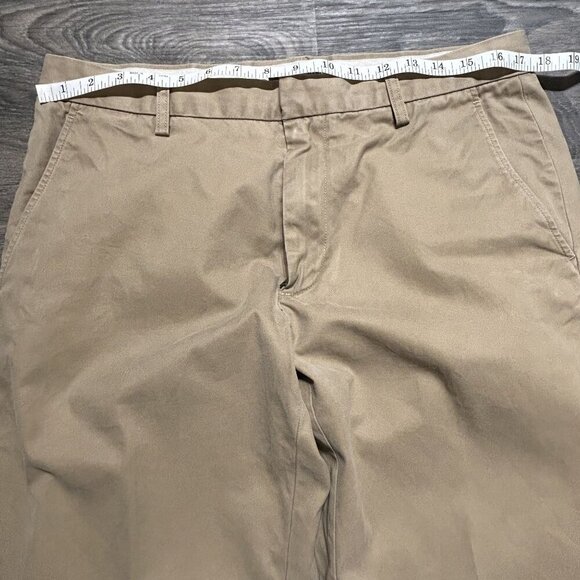 Banana Republic Flat Front Pants 33/34 Cotton Dawson Chino Khaki Front Straight - Picture 7 of 10